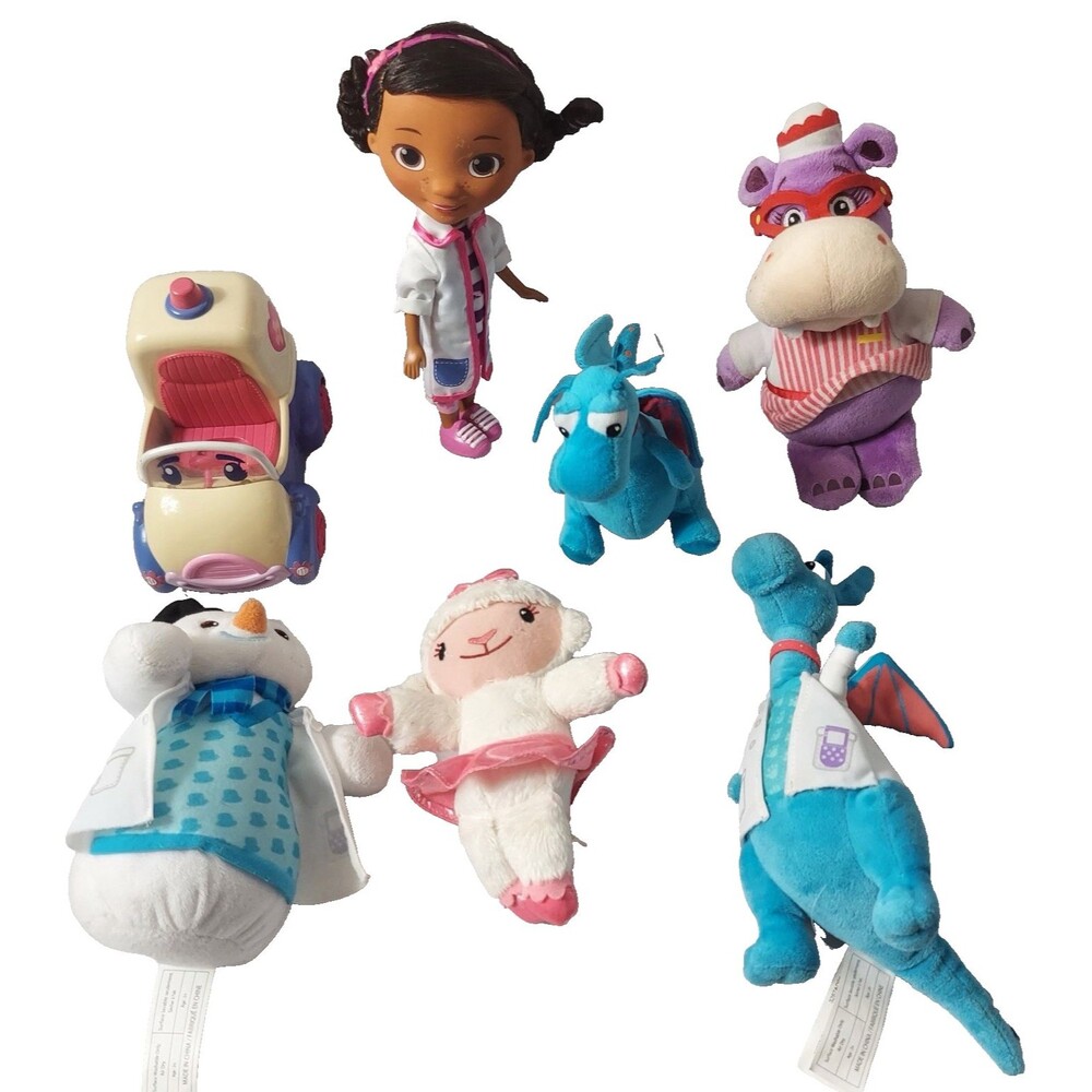 Disney Jr Doc McStuffins Plush Toys Stuffy Hallie Lambie Chilly Doll Lot of 7